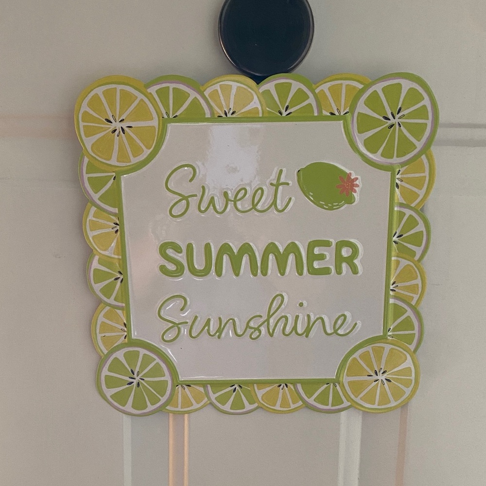 Sweet Summer Sunshine Metal Wall Sign - Lime Yellow, 10” x 10” by 0.24” NWT